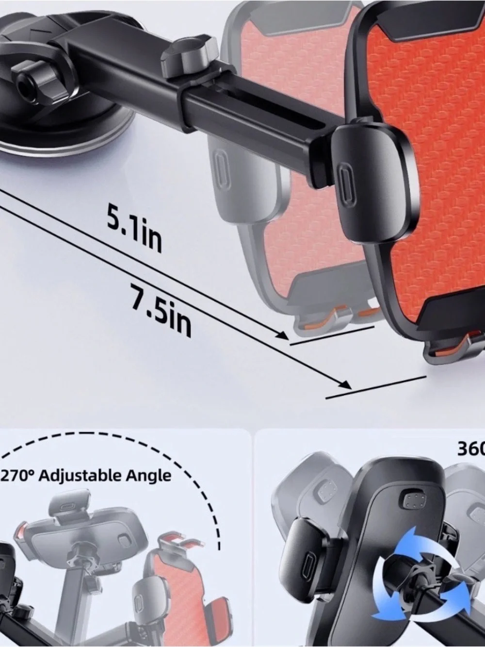 3-in-1 Universal Car Phone Mount – Dashboard, Windshield & Air Vent Holde